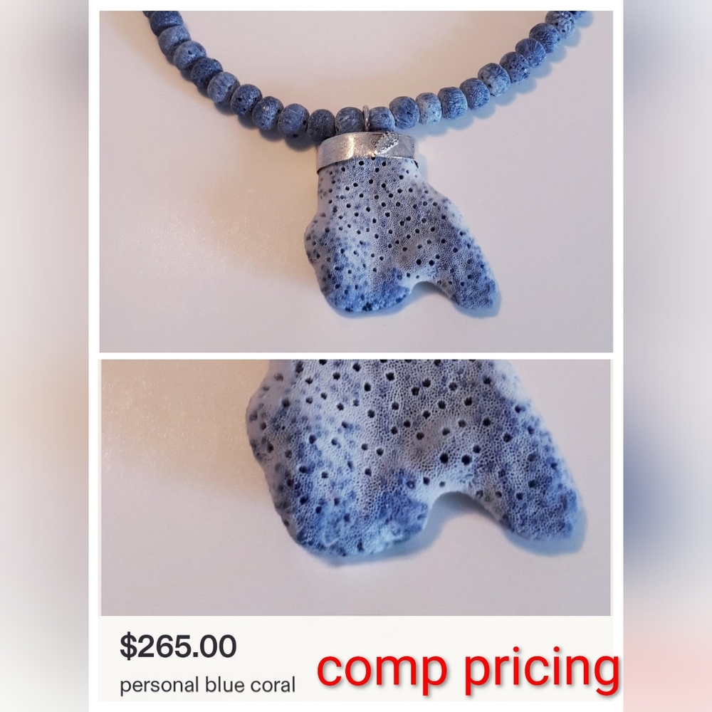 Natural Blue Coral Necklace - Picture 8 of 9